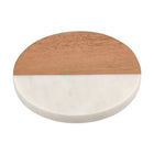 Maxwell & Williams Coaster Collective Round Marble & Acacia White Coaster - 12 Pack-Wipe with a Damp Cloth