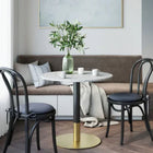 Plata Import Ruby Round Dining Table - White -Faux Marble Top (Stone)