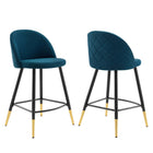 Modway Cordial Fabric Counter Stools - Azure - Set of 2-Retro Modern Counter Stools
