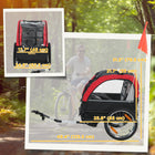 Qaba Baby Bicycle Trailer with 16" Rubber Wheels - 5-Point Harness - Storage Pocket - Red-The weather shield and mesh screen provide all-season comfort for your child
