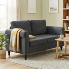 HOMCOM Loveseat Sofa with Curved Armrests - Dark Grey-Deep foam padding provides a sink-in comfort