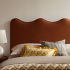 Modway Athena Stain-Resistant Performance Velvet King Size Headboard - Rust-Wood Blend Frame