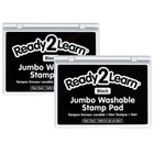 Ready 2 Learn Jumbo Washable Stamp Pad - Black - 6.2" L x 4.1" W - 2 Pack-Mess-Free Art Time: The ink in this stamp pad washes off skin with soap and water, which makes clean-up quick and easy.