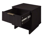 Manhattan Comfort Granville 18.11" Modern 1-Drawer Nightstand - Black-Featuring 25mm of Board Thickness Made of High Quality Solid Wood and Solid Wood Ribbed Drawer Front
