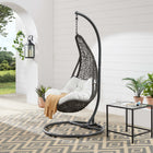 Modway Abate Wicker Rattan Outdoor Patio Swing Chair - Grey White-Sturdy Powder-Coated Steel Frame