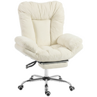HOMCOM Criss Cross Office Chair with Footrest and Wide Seat - Beige-Extra-wide seat provides ample room to comfortably cross your legs, twist, or curl up,
