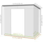 Outsunny Metal Garden Storage Shed with 2 Vents - 6' x 4' - Light Grey-Two ventilation slots allow fresh air in 