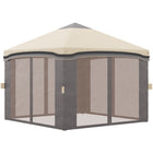 Outsunny 10 ft W x 10 ft L Pop Up Canopy Foldable Party Tent with Nettings - Beige-Pop up design allows you to set up and take down in minutes
