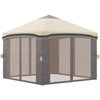 Outsunny 10 ft W x 10 ft L Pop Up Canopy Foldable Party Tent with Nettings - Beige-Pop up design allows you to set up and take down in minutes