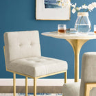 Modway Privy Gold Stainless Steel Upholstered Fabric Bar Stool - Gold Beige-Gold Stainless Steel Geometric Base