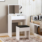 HOMCOM Mirrored Vanity Set - 23.7" L x 15.8" W x 31.1" H - White-Flip the top to reveal storage compartments for storing cosmetics and daily accessories 