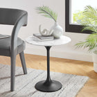 Modway Lippa 20" Round Faux Marble Side Table - Black White-Chip-Resistant Metal Pedestal Base