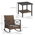 Outsunny 3-Pieces Rocking Chair Set with Padded Cushions-Seat cushion covers with a zipper for easy removal and washable 
