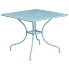35.5'' Square Sky Blue Indoor-Outdoor Steel Patio Table Set with 2 Round Back Chairs [CO-35SQ-03CHR2-SKY-GG]-Designed for Indoor and Outdoor Use