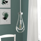 Hudson&Canal Twyla 5" Wide Pendant with Glass Shade - Brushed Nickel/Clear-Handcrafted brushed nickel finish is applied to the metal base and down rod