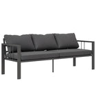 Outsunny Aluminum Patio 3-Seat Outdoor Sofa with Cushions - Dark Grey-Seats three comfortably for great outdoor gatherings 