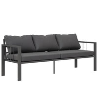 Outsunny Aluminum Patio 3-Seat Outdoor Sofa with Cushions - Dark Grey-Seats three comfortably for great outdoor gatherings 