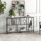 Hudson&Canal Winthrop 52"W Console Table with Glass Shelves - Blackened Bronze-Features easy assembly