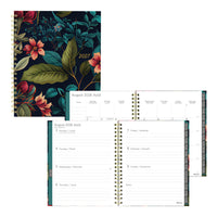 Blueline 17 Months Weekly/Monthly Planner - August to Dec - 11" H x 8"-1/2" W - Flower Design - Bilingual-17 Months, August to December