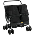 PawHut Double Foldable Dog Stroller with 2-Seater Carrier-Dual compartments carry two small pets comfortably at the same time
