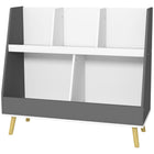 Qaba Toy Storage Organizer with 5 Compartments - Grey-Two tiers and five compartments cater to diverse storage needs 
