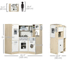 Qaba Corner Kids Wooden Play Kitchen with Lights Sounds - Play Phone - White-Fake phone adds more fun 