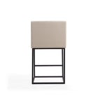 Manhattan Comfort Ambassador 20.5" Mid-Century Modern Faux Leather Upholstered Counter Stool - Cream and Black - 2 Pack-Seat Height: 26"