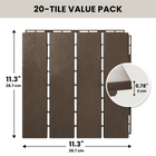 MotionGrey 4-Slat Interlocking Waterproof Outdoor Deck Tiles for Patio, Balcony and Garden - Brown - 20 Piece Set-Interlocking format allows individual tiles to connect into a continuous surface