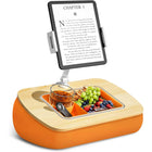 ShoppingAll Adjustable Tablet Holder Cushion Pillow Stand with Snack Bowl - Orange-Universal Device Compatibility - Supports 4.7”-13” Kindles, iPads, Tablets, Smartphones, and even laptops up to 14”, perfect for reading, studying, or streaming.