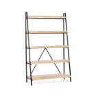 Gry Mattr Live Edge Bookshelf - White Oak/Black-5-tier ladder design with textured wood grain finish (oak veneer)