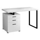 Monarch Specialties 7646 48" Computer Desk - White/Black Metal/L/R Face-A modern 48"L computer desk in a fashionable style, with a reversible configuration for left or right setup, perfect to create a functional workspace in your home office.