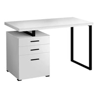 Monarch Specialties 7646 48" Computer Desk - White/Black Metal/L/R Face-A modern 48"L computer desk in a fashionable style, with a reversible configuration for left or right setup, perfect to create a functional workspace in your home office.