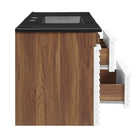 Modway Render 48" Wall-Mount Bathroom Vanity - White/Walnut/Black-8