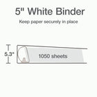 Cardinal XtraLife ClearVue Locking D-Ring Binder, White, 5”-Back-mounted locking Slant-D rings with GelTab triggers hold 25% more sheets than standard round rings