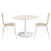 Modway Revolve 3-Piece Dining Set - White Natural-Chairs: Solid Plywood Seat