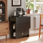 HOMCOM Drop Leaf Folding Dining Table with Drawer & Storage Shelves for 4-6 - Dark Brown-Quality alloy steel hinges and control pins under the top provide strong support