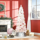HOMCOM 5' Artificial Christmas Tree with Metal Base - Pink/White-White at the top, fades into pink, to create sweet atmosphere 