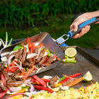 Razor Griddle Scooper with Folding Handle-Stay Cool soft grip handle with thumb grip and hole for hanging