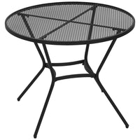 Outsunny Outdoor Patio 35" Round Steel Dining Table with Mesh Tabletop - Black-Large tabletop for food, drink, plants 