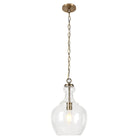 Hudson&Canal Verona 11" Wide Pendant with Glass Shade - Brass/Clear-Paired with a clear dome glass shade