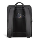 Champs Onyx Modern Nylon Backpack - Black-Hidden zippered pocket behind Trolley strap