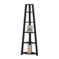 Monarch Specialties 2499 72"H Bookcase - Black Corner Accent Etagere-Corner Bookcase, Black Finish