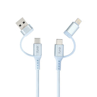 Evry 4-in-1 USB-A/USB-C to USB-C/Lightening Charging Cable - 10 ft - Light Blue-4-in-1 Multifunction cable