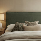 Modway Camille Upholstered Linen Blend Queen Size Headboard - Sage-French Seam Detailing