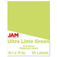 JAM Paper Full Page Labels, 8.5 x 11 Sticker Paper, AstroBrights Terra Lime Green, 2 sets of 5 (337628608g)-Size: 8.5" x 11"