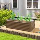 Outsunny Galvanized Raised Garden Bed - Brown-Galvanized steel structure ensures durability and long-lasting performance  
