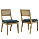 Modway Nimba Faux Rattan Fabric Dining Chairs - Heathered Weave Azure - 2 Pack-Set of 2 Armless Dining Chairs