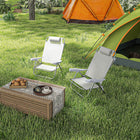 Outsunny Set of 2 Portable Camping Chair - Light Grey-Folds it when not use for easy store