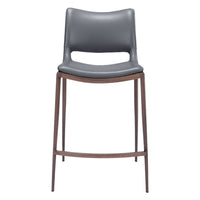 Zuo Ace Counter Stool - Dark Grey/Walnut - Set of 2-Plush and durable faux leather fabric