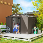 Outsunny Garden Storage Shed with Steel Foundation Kit - 9.1'x 6.4' x 6.3' - Distressed Brown-Built from galvanised steel construction with painted finish for weather protect 